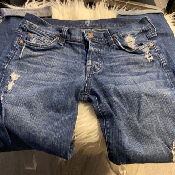 7 For All Mankind Denim - 7 for am mankind Josefina destroyed crop Jeans 25